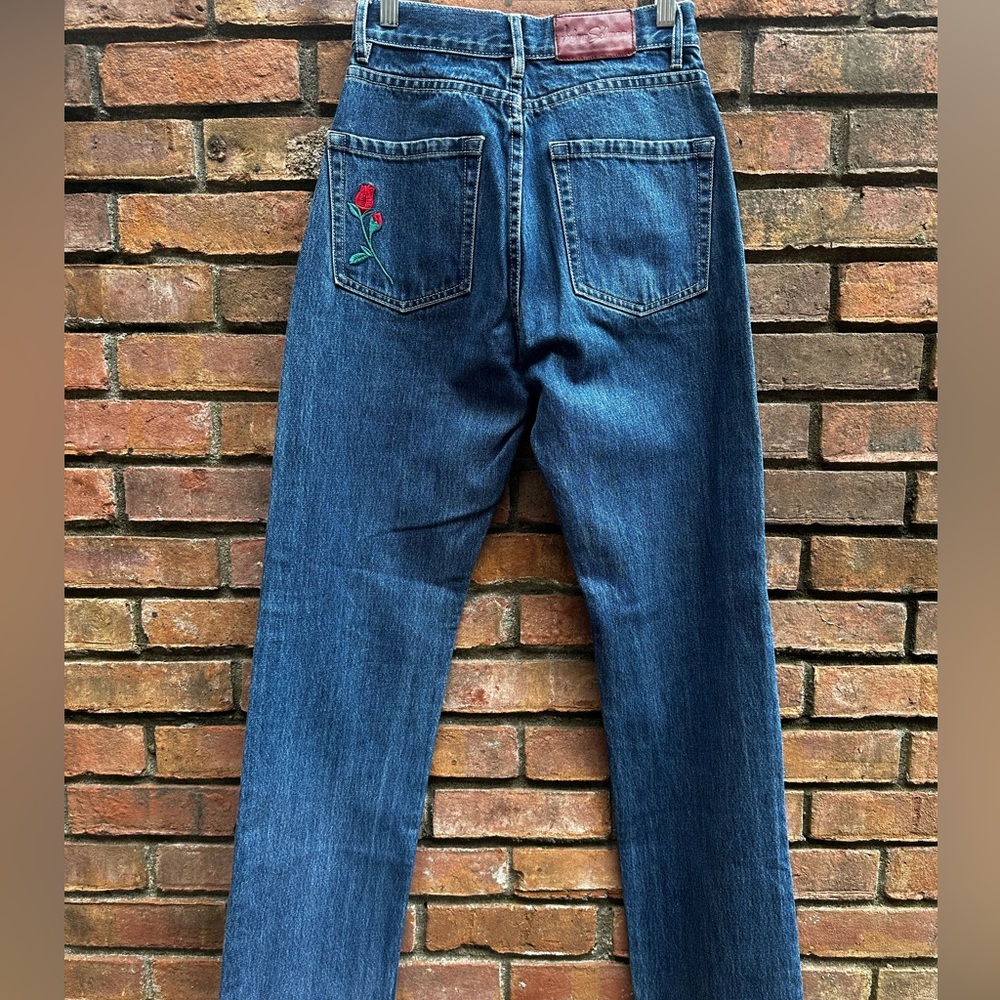 Adam Selman Rodeo Rose Embroidered Jean - Picture 8 of 11